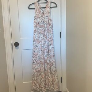 Crossover Halter Neck Sleeveless Plaid Cut Out Backless Flowy A Line Maxi Dress